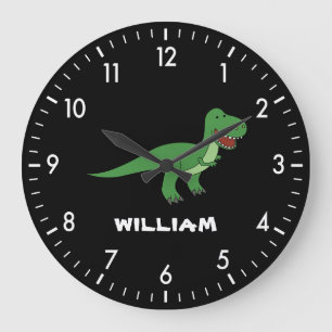 Reloj Redondo Grande Dinosaurio Personalizado Nombre De Vuelta A La Esc