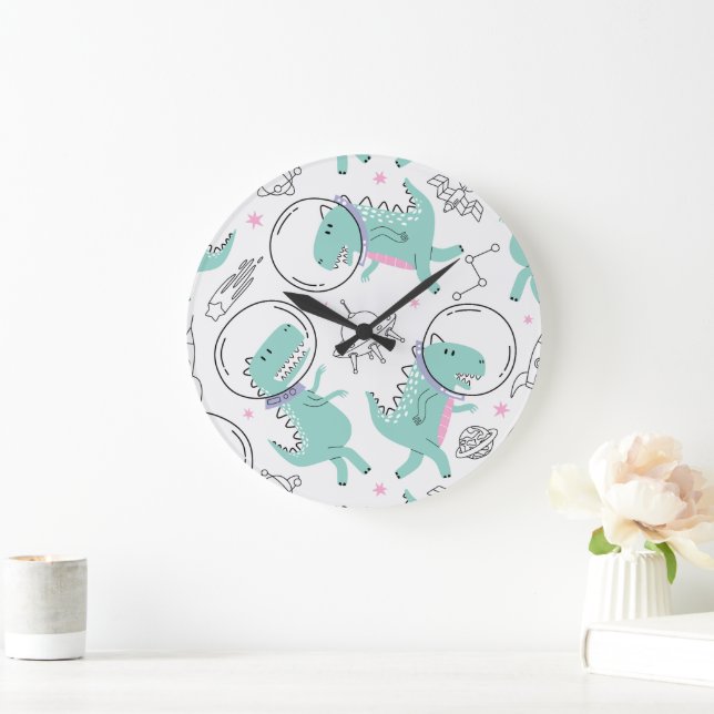 Reloj Redondo Grande Dinosaurios Espaciales, Dinosaurios Cutos, Buques  (Hogar)