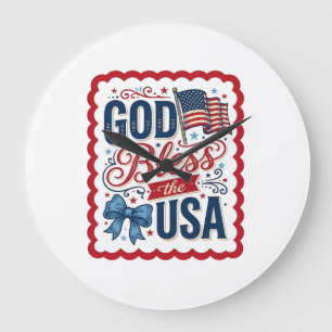 Reloj Redondo Grande Dios bendiga a Estados Unidos Camiseta vintage dis