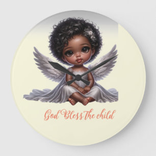 Reloj Redondo Grande DIOS bendiga al niño Wall Clock