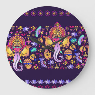 Reloj Redondo Grande Dios hindú de Ganesh: La Seamless festiva