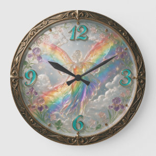 Reloj Redondo Grande Diosa Iris Arcoíris Estilo Art Nouveau
