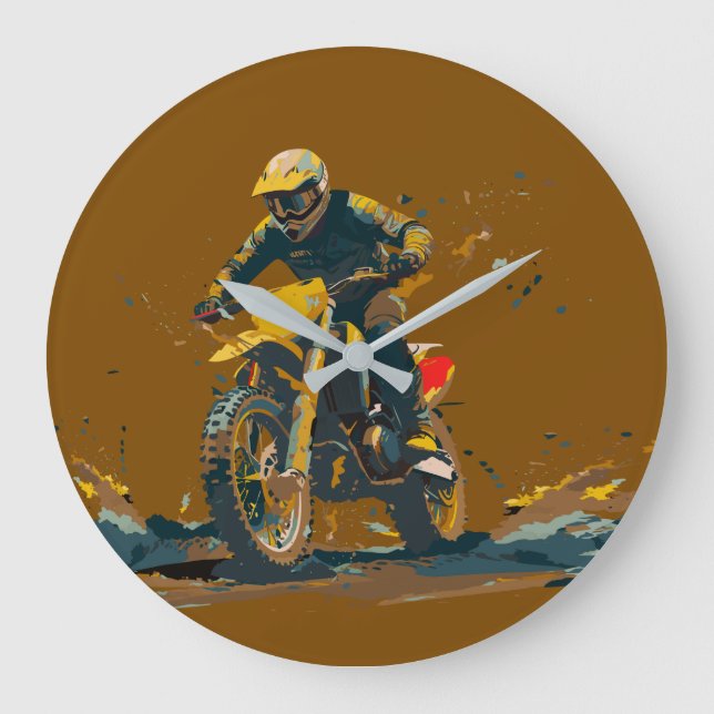 Reloj Redondo Grande Dirt Bike Graphic Large Clock (Anverso)