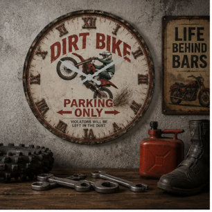 Reloj Redondo Grande Dirt Bike Motocross Rider Vintage Garage Decor