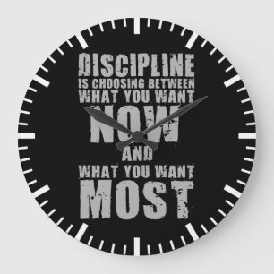 Reloj Redondo Grande DISCIPLINA - palabras de motivación