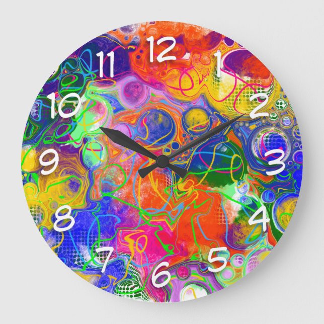 Reloj Redondo Grande Disco Ball Electricidad Fluid Art (Anverso)