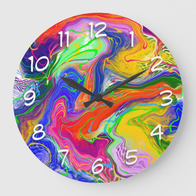 Reloj Redondo Grande Disco Ball Electricidad Fluid Art (Anverso)