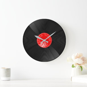 Reloj Redondo Grande Disco de Vinilo Antiguo - Amante de la Música