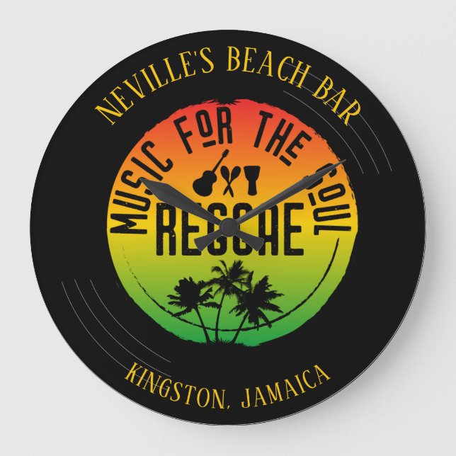 Reloj Redondo Grande Disco de vinilo de música reggae (Anverso)