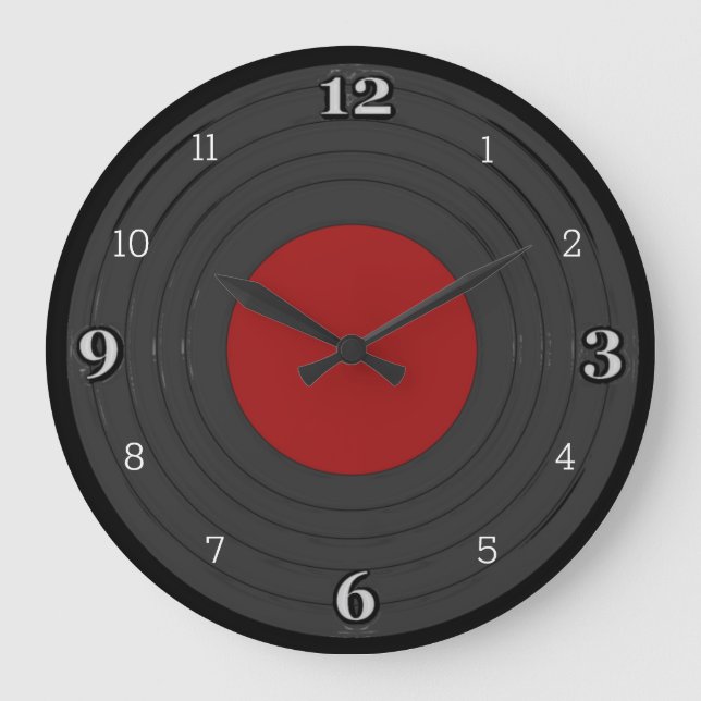 Reloj Redondo Grande Disco de vinilo del rollo de la roca N (Anverso)