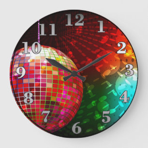 Reloj Redondo Grande Disco Night Retro 70's Disco Ball Wall Clock