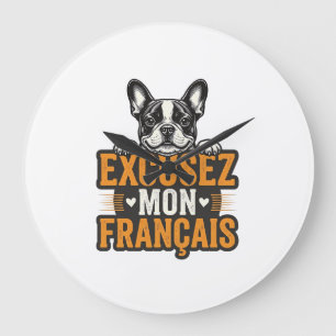 Reloj Redondo Grande Disculpa Mi Francés Bulldog Francés Vintage