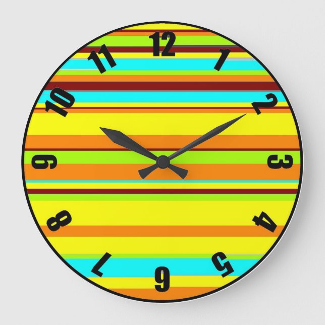 Reloj Redondo Grande Diseñador de bandas personalizadas coloridas (Anverso)