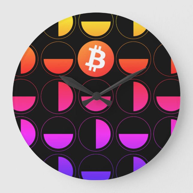 Reloj Redondo Grande Diseñador de bitcoin (Anverso)
