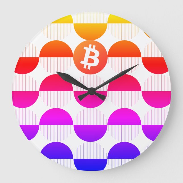 Reloj Redondo Grande Diseñador de bitcoin (Anverso)
