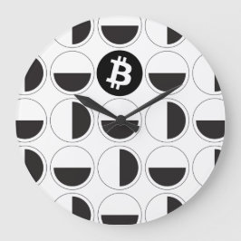 Reloj Redondo Grande Diseñador de bitcoin en blanco y negro