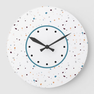 Reloj Redondo Grande Diseñador Terrazzo Look Kitchen Wall Clocks