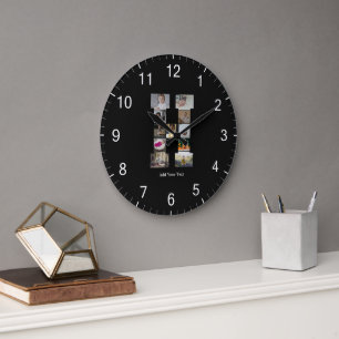 Reloj Redondo Grande Diseñar su propia letra Collage de fotos H