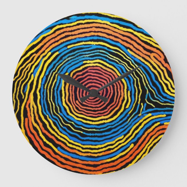 Reloj Redondo Grande Diseño aborigen australiano de Dreamtime #2 (Anverso)