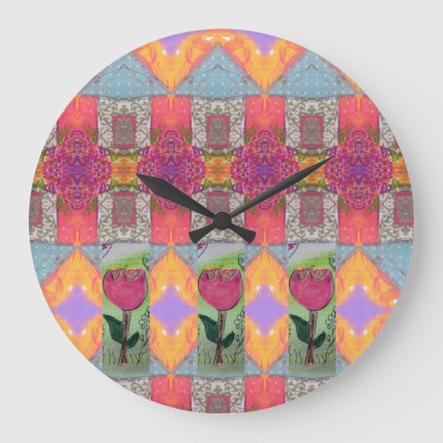 Reloj Redondo Grande Diseño abstracto 3 (Anverso)