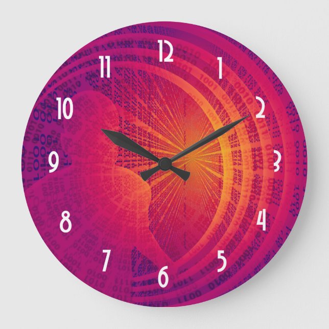 Reloj Redondo Grande Diseño abstracto de alta tecnología del código (Anverso)