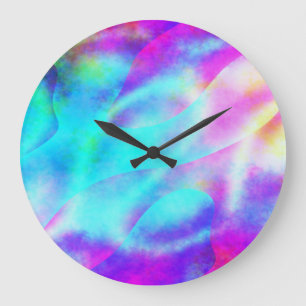 Reloj Redondo Grande Diseño abstracto de la franja de arco iris