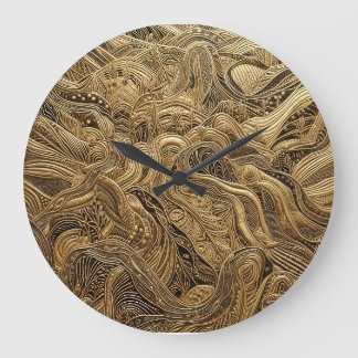 Reloj Redondo Grande Diseño abstracto de oro dimensional