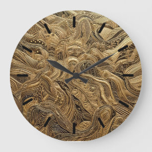 Reloj Redondo Grande Diseño abstracto de oro dimensional con tics