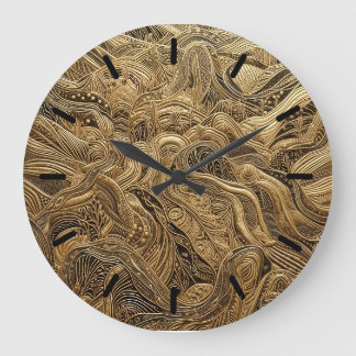 Reloj Redondo Grande Diseño abstracto de oro dimensional con tics