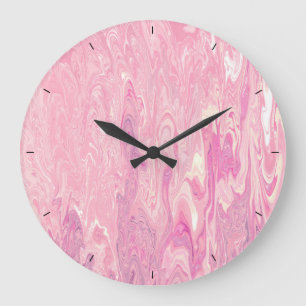 Reloj Redondo Grande Diseño abstracto de pintura pintada rosa blanca m