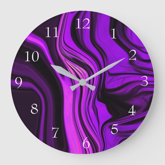 Reloj Redondo Grande Diseño abstracto púrpura (Anverso)