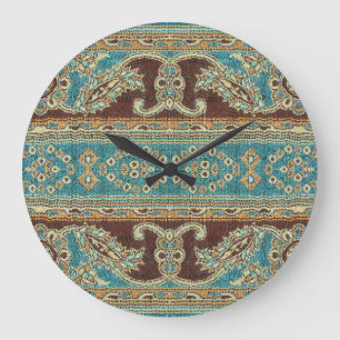 Reloj Redondo Grande Diseño árabe de Fabric Paisley Oriental