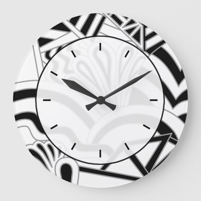 Reloj Redondo Grande Diseño Art Déco Monocromo. (Anverso)