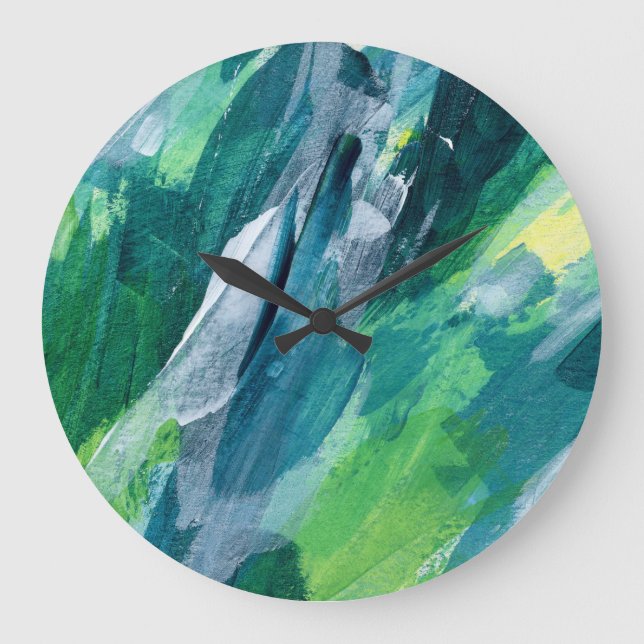 Reloj Redondo Grande Diseño artístico de pintura de medios mixtos (Anverso)