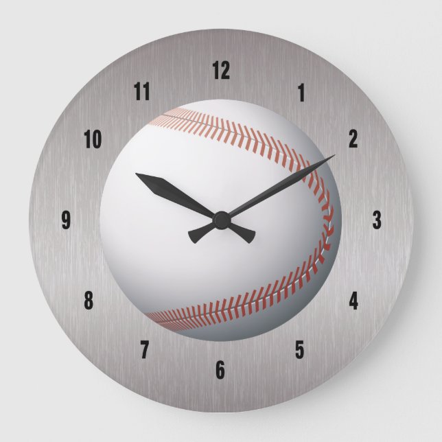 Reloj Redondo Grande Diseño Blanco y Rojo del Béisbol (Anverso)