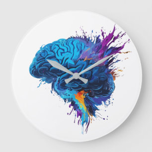 Reloj Redondo Grande Diseño cerebral Splash de color creativo
