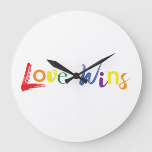 Reloj Redondo Grande Diseño colorido, alegre y creativo de Love Wins