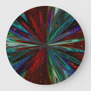 Reloj Redondo Grande Diseño Colorido de Estallido de Estrellas