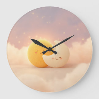 Reloj Redondo Grande Diseño Colorido de Sol y Luna – Celestial Vibrante