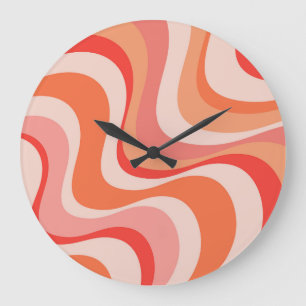 Reloj Redondo Grande Diseño colorido y moderno de las olas retro