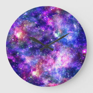 Reloj Redondo Grande Diseño cósmico de impresión nocturna de galaxia