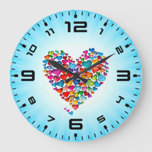 Reloj Redondo Grande Diseño de acuarela en forma de corazón de San Vale