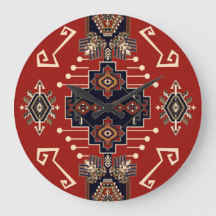 Reloj Redondo Grande Diseño de alfombras ornamentales: Geométrico de ép