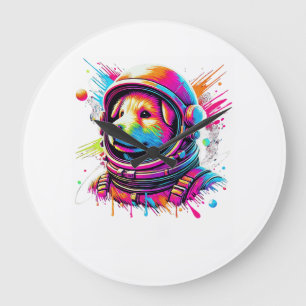 Reloj Redondo Grande Diseño de amante de perro espacial