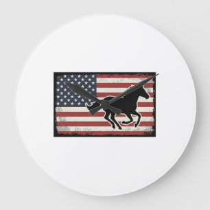 Reloj Redondo Grande Diseño de arte vectorial de caballo con bandera es