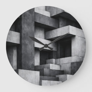 Reloj Redondo Grande Diseño de ático brutalista interior monocromo