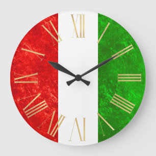 Reloj Redondo Grande Diseño de bandera italiana