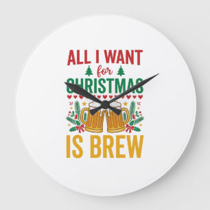 Reloj Redondo Grande Diseño de Bebida Navideña Christmas Brew