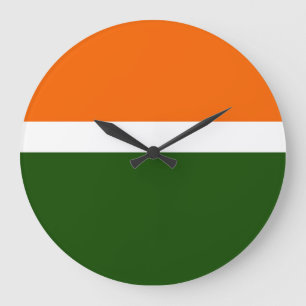 Reloj Redondo Grande Diseño de bloque de color verde claro naranja