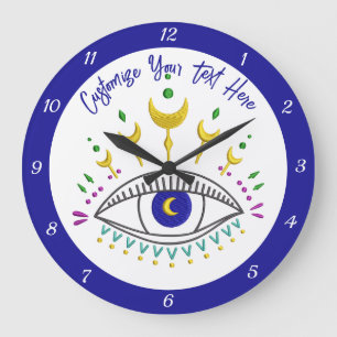 Reloj Redondo Grande Diseño de Boho metafísico de ojo cósmico personali